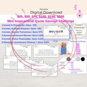 Low Income Savings Challenges A6 Sized Mini Savings Challenge Trackers Savings Challenge Printable Expense Tracker Money Saving Challenge