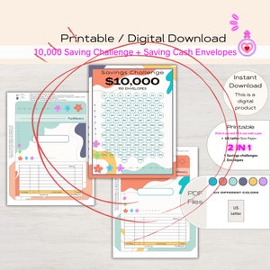 10000 Savings Tracker | Save Money | Cash Binder | Saving Challenge 2025 Uk | 10000 Savings Challenge Printable | 10K Challenge | Save 10