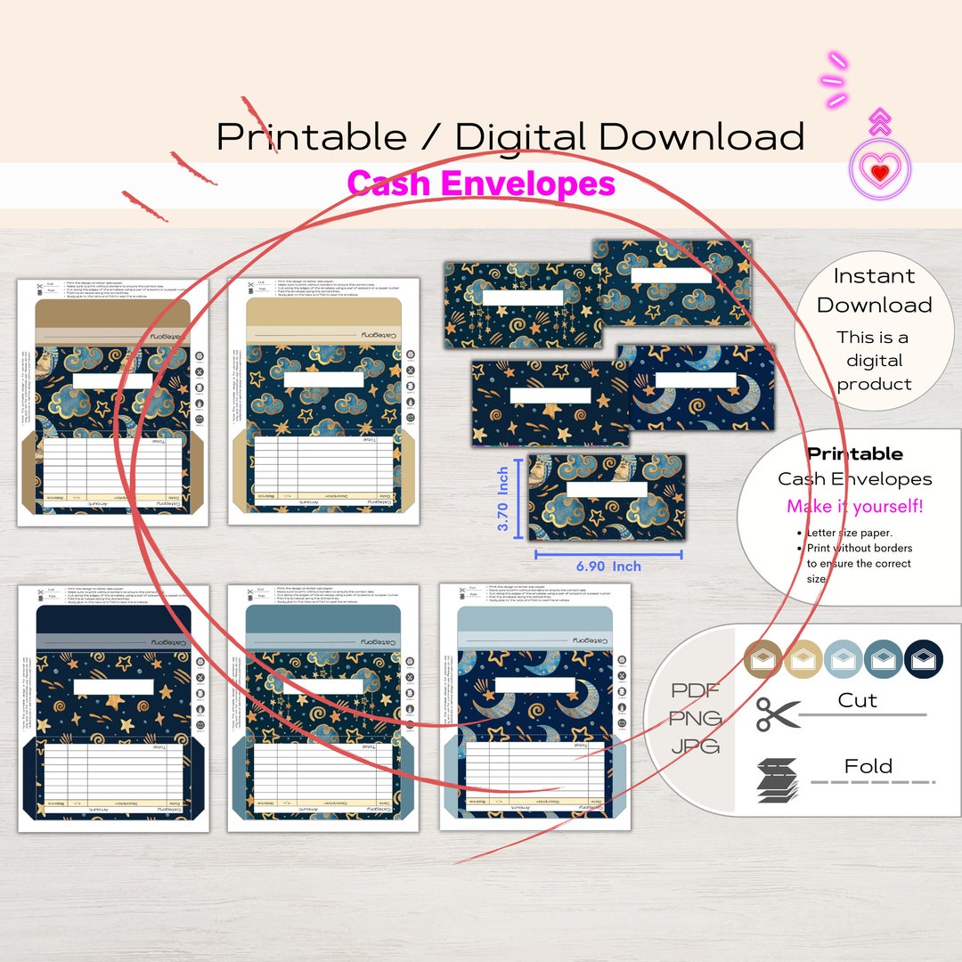 Cash Envelopes Printable With Expense Tracker| Envelope Template ...
