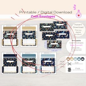 Cash Envelopes Printable with Expense Tracker| Envelope Template | Instant Download Money Cash Envelope Printable PDF with Spending Tracker