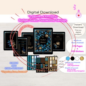 Digital Dark Mode Budget Planner Goodnotes Planner Ipad Planner Undated Digital Planner Notability Planner Digital Budget Planner Monthly