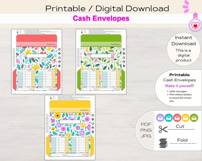 Printable Cash Envelopes With Spending Transactions Expense Tracker ...