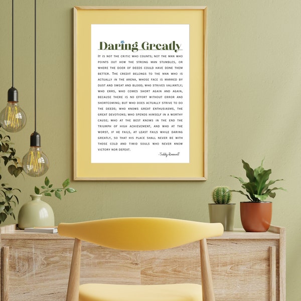 Daring Greatly Quote | Theodore Roosevelt | Brené Brown | The Man in the Arena | Digital Download