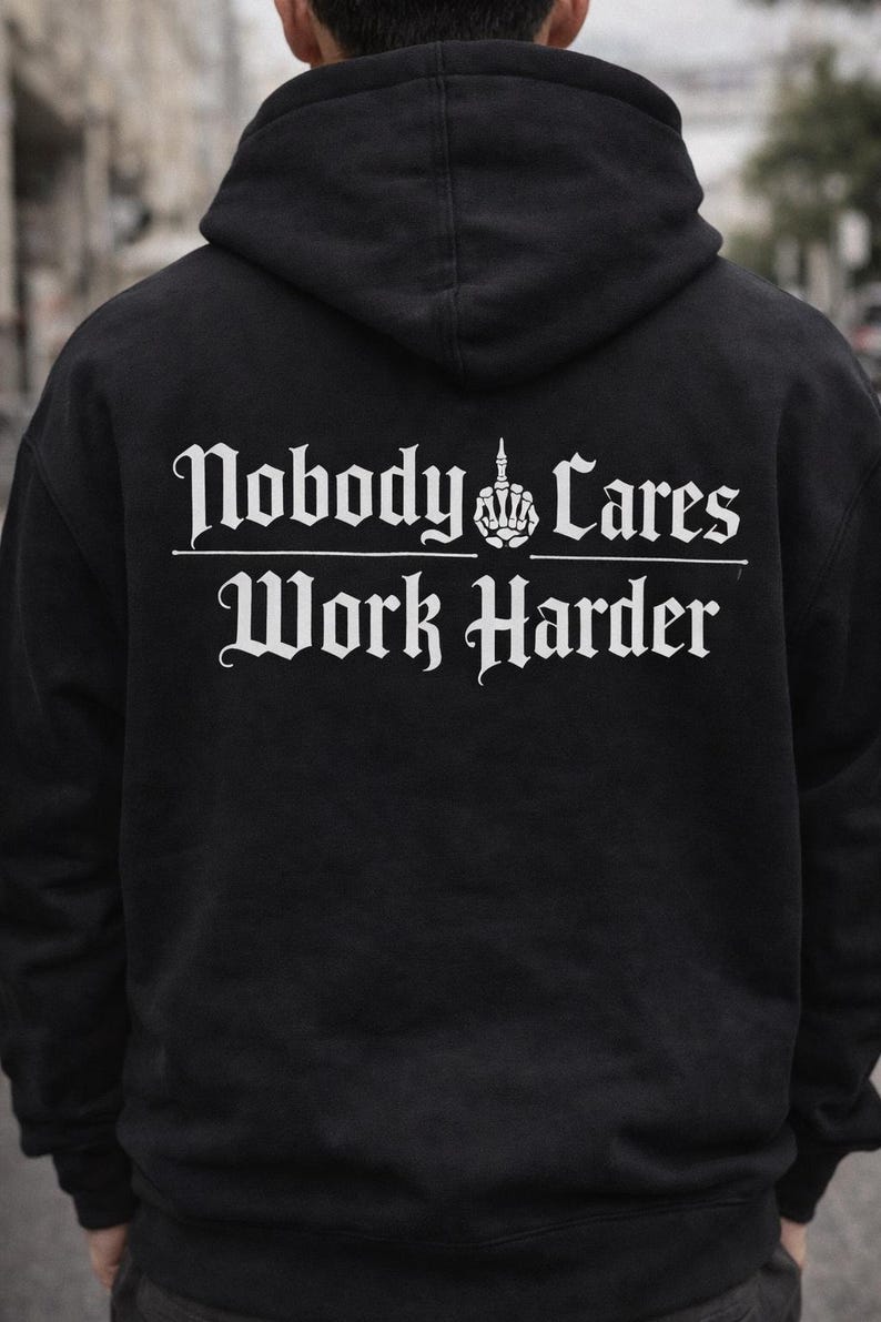 Nobody Cares Work Harder Gym Hoodie - Gym Sweatshirt, Workout Pump Cover, Gifts for Him, Boyfriend Gift image 3