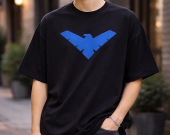 Nightwing Oversized T-Shirt | Batman Cosplay | DC Comics Fan, Comic Book Merchandise | Gifts for Him | Gym Shirt Trendy Shirt