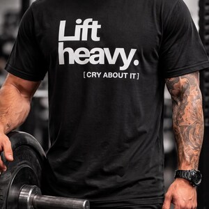 Lift Heavy Tee | Minimal Fitness Weightlifting Shirt | Gift for Him | Funny Shirt | Trendy Shirt