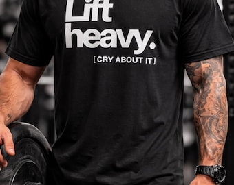 Lift Heavy Tee | Minimal Fitness Weightlifting Shirt | Gift for Him | Funny Shirt | Trendy Shirt