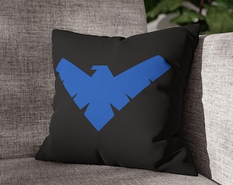 Nightwing Emblem Pillowcase | Square Throw Pillowcase, DC Batman Fan Gift, Batman Nightwing Cosplay, Gifts for Him