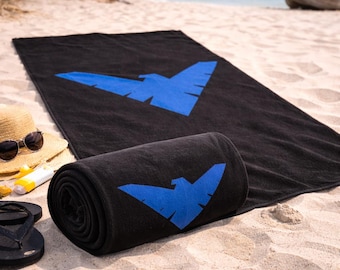 Nightwing Graphic Beach Towel | DC Batman Fan, Soft & Handmade DC Comics Fan, Comic Book Merchandise | Gifts for Him | Spiderman