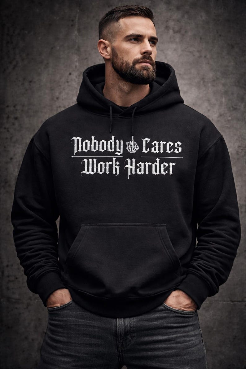 Nobody Cares Work Harder Gym Hoodie - Gym Sweatshirt, Workout Pump Cover, Gifts for Him, Boyfriend Gift image 1