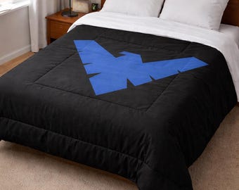 Nightwing Comforter | Cozy Superhero Handmade Batman Spiderman Comforter | DC Comics Fan, Comic Book Merch | Gift for Him | Gifts for Dad