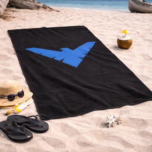 Nightwing Graphic Beach Towel | DC Batman Fan, Soft & Handmade DC Comics Fan, Comic Book Merchandise | Gifts for Him | Spiderman image 2