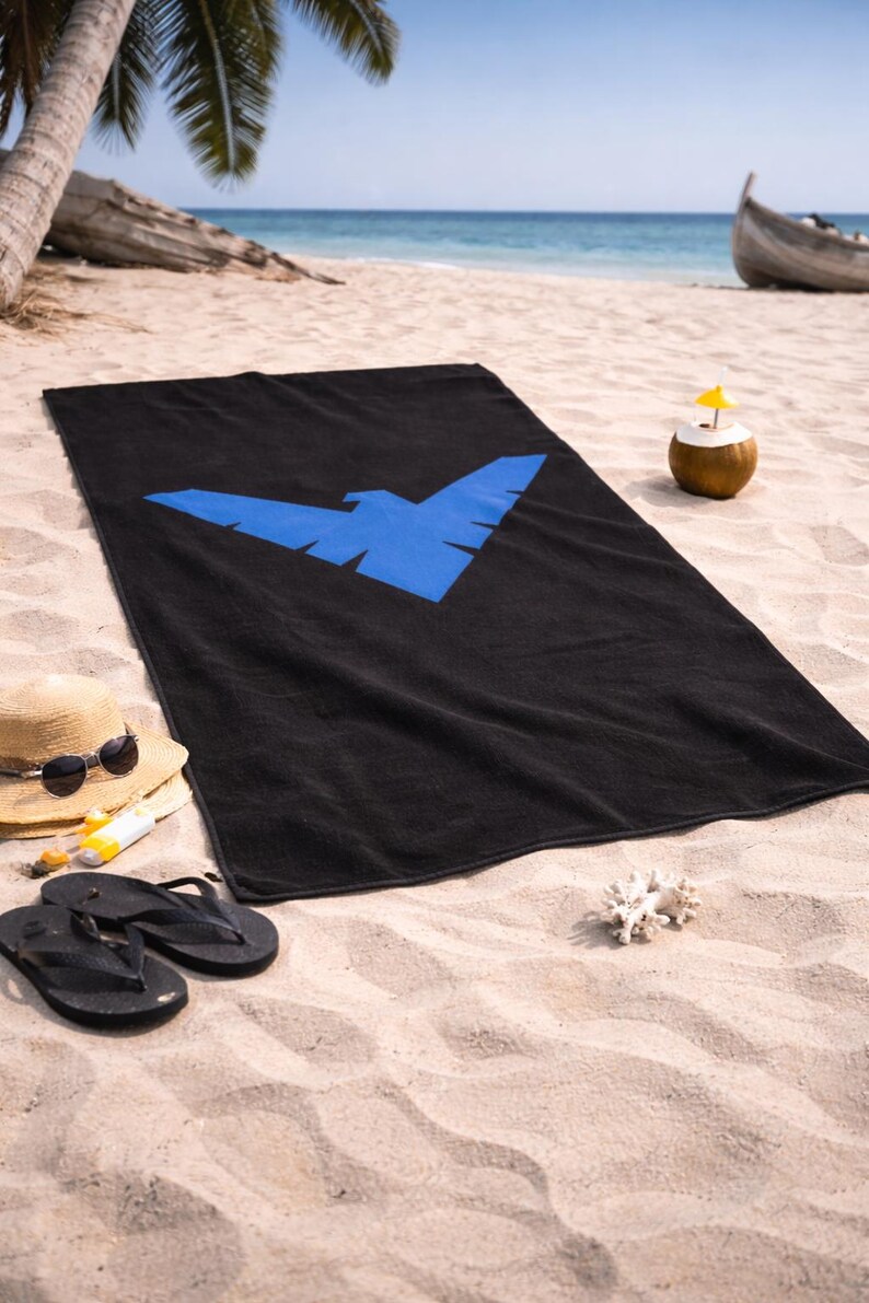 Nightwing Graphic Beach Towel | DC Batman Fan, Soft & Handmade DC Comics Fan, Comic Book Merchandise | Gifts for Him | Spiderman image 2