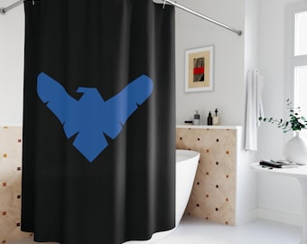 Nightwing Logo Shower Curtain | Batman Nightwing Cosplay, Gifts for him, Home Decor