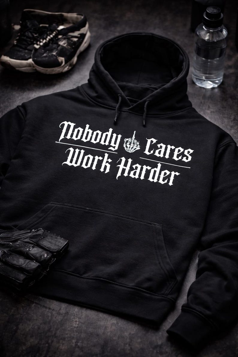 Nobody Cares Work Harder Gym Hoodie - Gym Sweatshirt, Workout Pump Cover, Gifts for Him, Boyfriend Gift image 5
