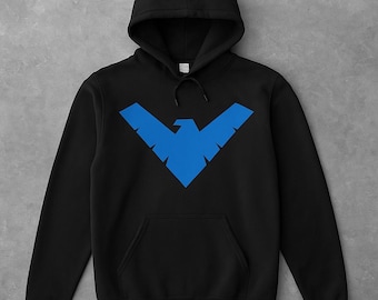 Nightwing Hoodie, Batman Three-Panel Sweatshirt, Superhero Zip-Up Jacket, Comic Book Fan Apparel, Nightwing Cosplay, Gift for Him