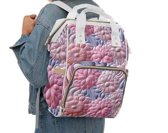 Pink and Purple Multi-Purpose Diaper Bag - Quilted Design Stylish & Functional Baby Gear