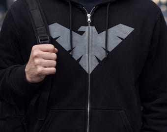 Nightwing Hoodie, Batman Sweatshirt, Superhero Zip-Up Jacket, DC Comics Fan, Comic Book Merchandise | Gifts for Him | Spiderman
