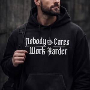 Nobody Cares Work Harder Gym Hoodie - Gym Sweatshirt, Workout Pump Cover, Gifts for Him, Boyfriend Gift image 2
