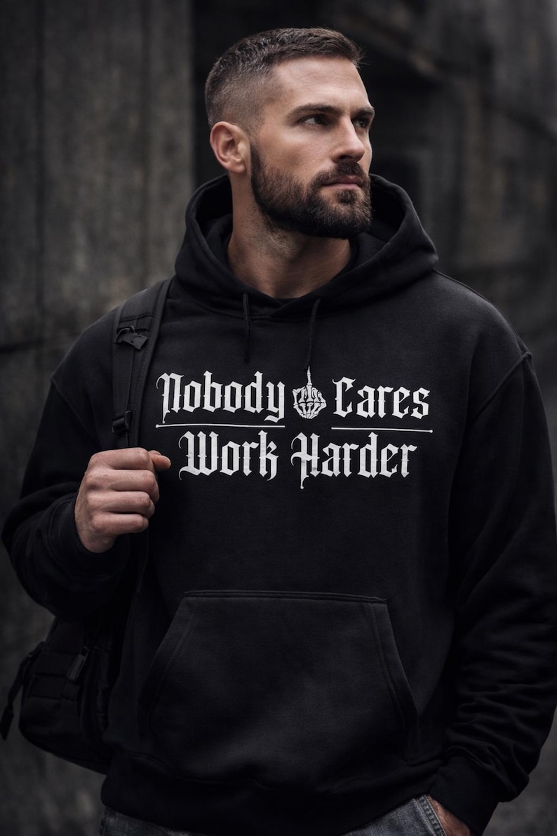 Nobody Cares Work Harder Gym Hoodie - Gym Sweatshirt, Workout Pump Cover, Gifts for Him, Boyfriend Gift image 2
