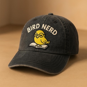 Duck Embroidered Washed Cotton Dad Hat: Garden Floral Baseball Cap