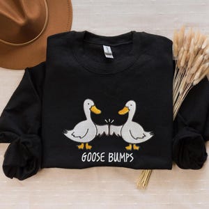 Embroidered Goose Bumps Sweatshirts, Goose Bumps Embroidery Shirt, Funny Sweatshirts, Unisex Goose Embroidered, Animal Crewneck