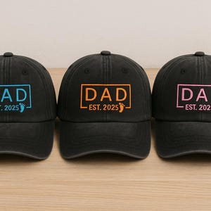 Personalized Embroidery Baseball Hat | Custom Dad Established Year Cap | Gift For New Dad Mom Grandpa Grandma | Pregnancy Announcement
