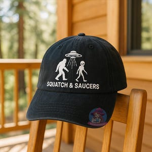 Embroidered Sasquatch Hat – Bigfoot Washed Baseball Cap for Men, Adventure Dad Hat, Cryptid Gift Idea