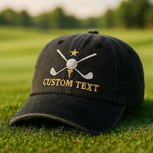 Personalisierte Golfmütze | Unisex individuelle Stickerei Baseballmütze | Golf Zubehör | Geschenke für Golfer Papa Groomsmen Männer Sohn