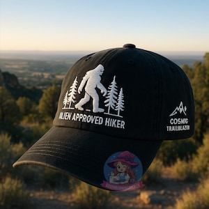 Embroidered Sasquatch Hat – Bigfoot Washed Baseball Cap for Men, Adventure Dad Hat, Cryptid Gift Idea