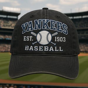 【UNISEX】Basic Washed Unstructured Ball Cap NY Vintage Heavy-Washing Unstructured Ball Cap New York Yankees
