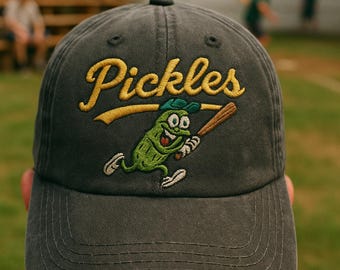 Embroidered Pickle Baseball Hat: Funny Foodie Gift