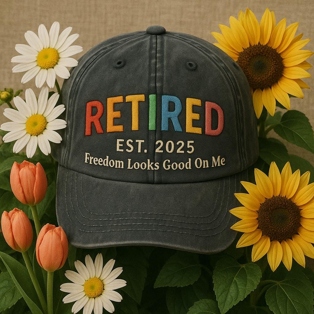 Retired 2025 Hat Embroidery Vintage Washed Cap Retirement Gift for Men & Women