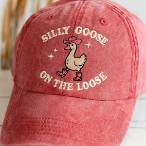 Embroidered Silly Goose Baseball Cap: Funny Cowboy Goose Hat