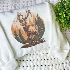 Forest Buck Embroidered Crewneck, Nature Crewneck, Embroidery Digitizing