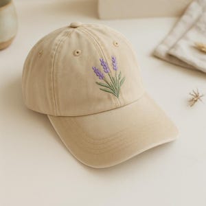 Lavender Embroidered Hat –  Baseball Cap, Floral Boho Summer Cap