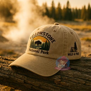 Yellowstone Embroidered Hat – National Park Baseball Cap, Wild & Free Hiking Cap