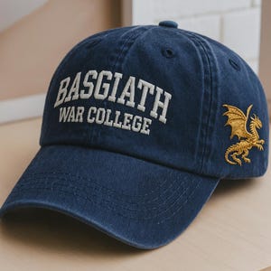Embroidered Basgiath War College Washed Hat, Fourth Wing Embroidered Hat, Xaden Riorson, Dragon Rider Hat, Romantasy Reader Bookish Gift Cap