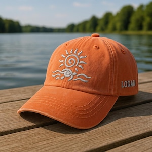 Custom Sun Embroidered Cotton Cap: Personalized Summer Hat