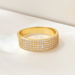 Micro Pave 18K Gold Vermeil Ring • Halfway Eternity Cigar Band • Modern Minimalist Gift For Her By JIORE