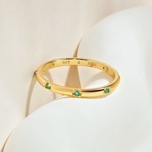 Emerald 18K Gold Vermeil Ring • Dainty Stackable Gold Band • Chic Minimalist Gift For Her By JIORE