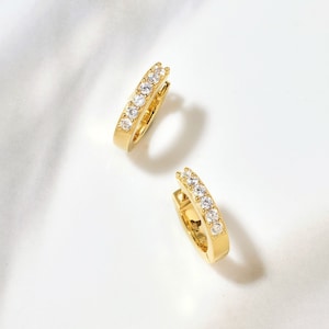 18K Gold Diamond Huggies • Elegant Everyday Earrings • 925 Sterling Silver Sleepers • Dainty Minimalist Gift For Her By JIORE