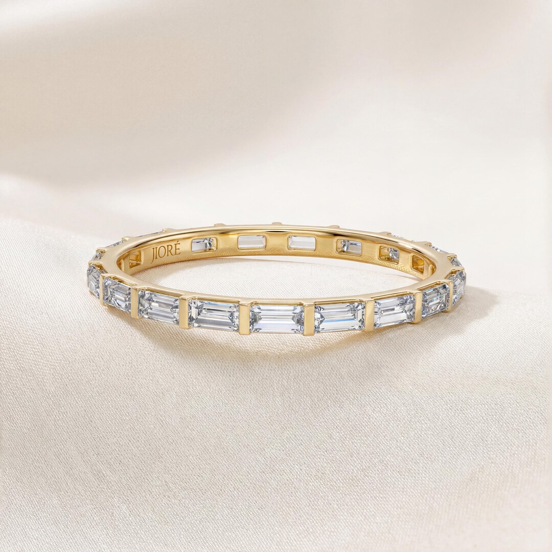Baguette Cut Diamond Full Eternity Stackable Wedding Band Ring 14K ...