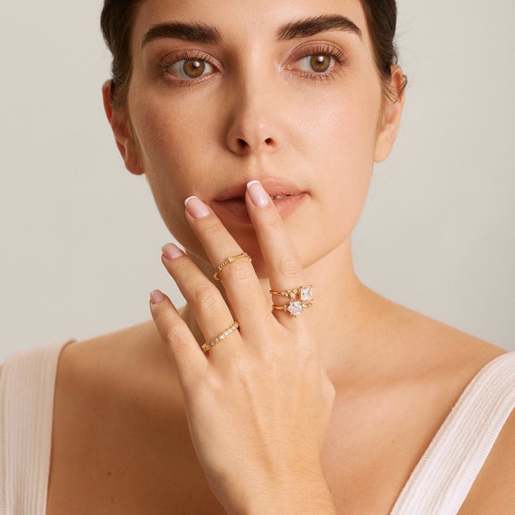 Bague Femme Plaqué Or 18K - Modèle Large Nid D'abeille - Taille 56 - Neuf Avec étiquettes