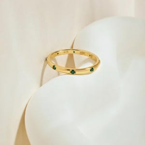 Emerald 18K Gold Vermeil Ring • Dainty Stackable Gold Band • Chic Minimalist Gift For Her By JIORE