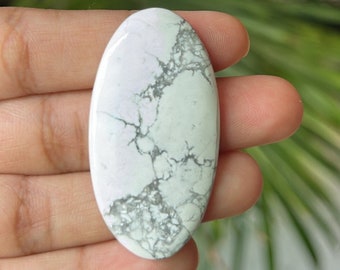 AAA+ Natural Howlite Cabochon in size 47 x 25 mm