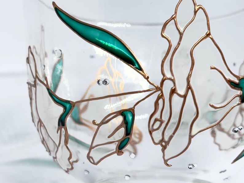 Detailed designer coffee mug with rhinestones hand painted custom mug tea lover set gift coffee lover gift set luxury glassware gift personalized coffee mug personalized tea mug huge coffee mug beautiful mug with flowers oneStained glass art designer glassware with emerald green and white elegant coffee mug