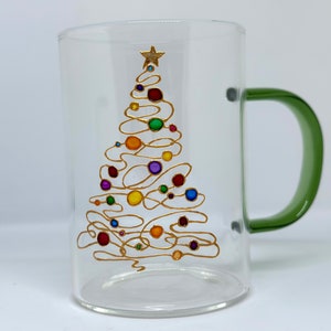 手描きのクリスマスツリーコーヒーカップ：クリスマスギフトセット