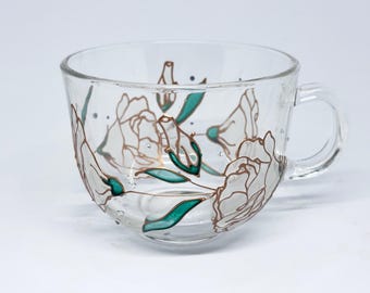 Hand Painted Floral Coffee Mug Set: Personalized Tea Cup, Spring Decor