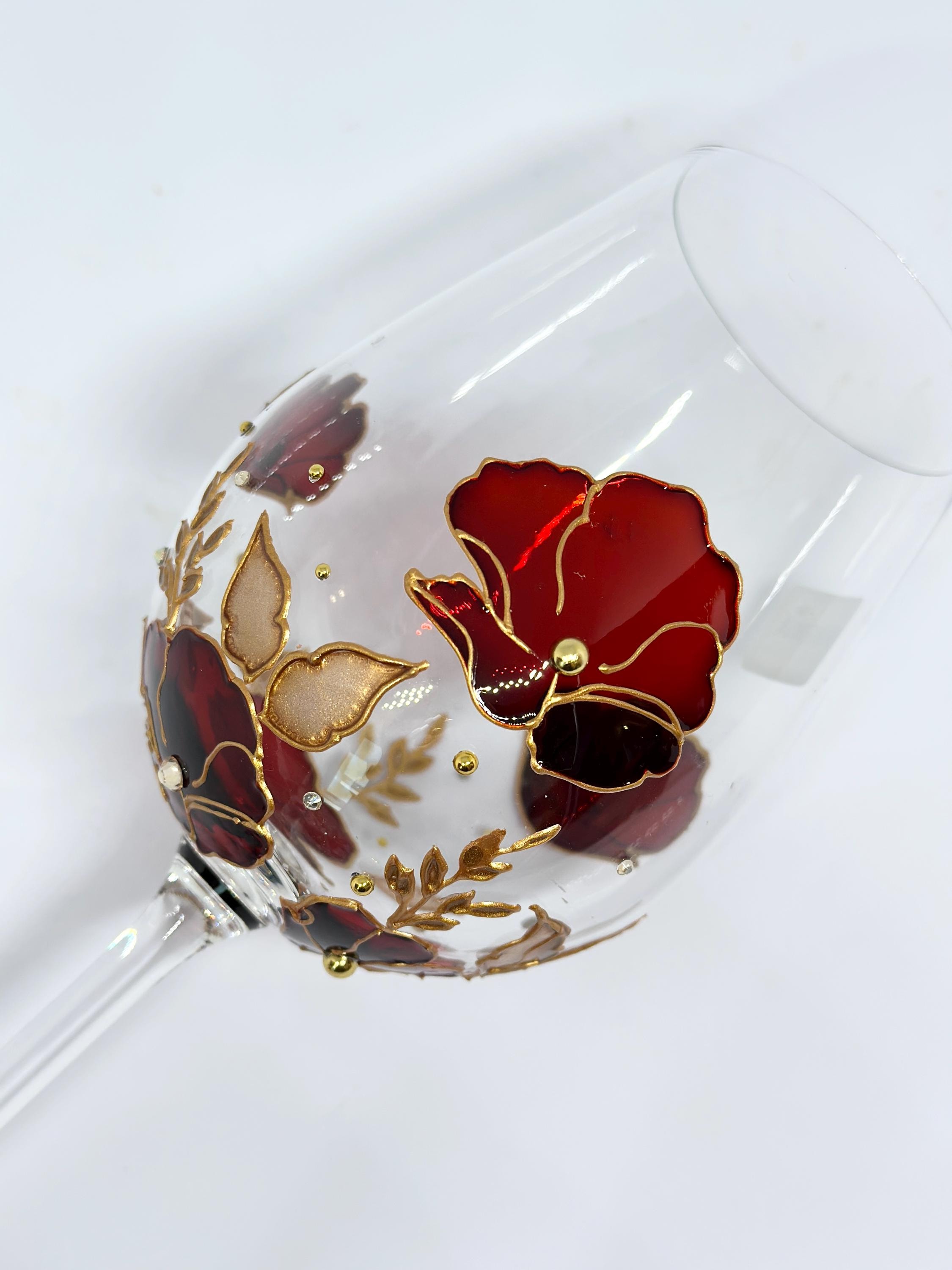 Flower painted wine glass - Etsy 日本
